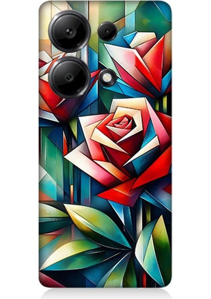 Xiaomi Redmi Note 13 Pro 4g Uyumlu Soyut Origami Gül Deseni Desenli Silikon Kılıf