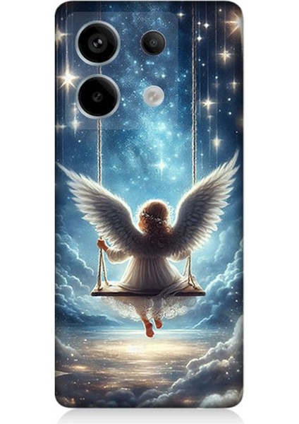 Xiaomi Redmi Note 13 Pro 5g Uyumlu Yıldızlarla Salıncakta Melek Desenli Silikon Kılıf