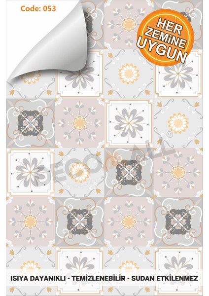 Code 53 Suya Dayanıklı Mutfak Banyo Zemin Mermer Mobilya Fayans Yapışkanlı Folyo Kaplama