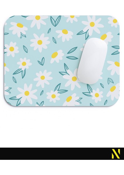 Papatya Desenli Renkli Ergonomik Mouse Pad - 23 cm x 19 cm - Kaymaz Taban Ev ve Ofis Kullanımı Fare Altlığı Mousepad