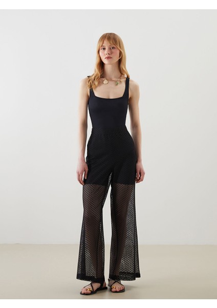 Yeni Sezon Beli Lastikli Dantelli Kadin Plaj Pantolonu - S5L806Z8