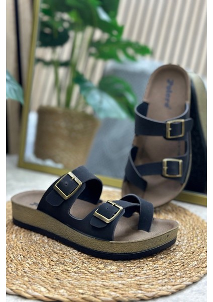 Günlük Kadın Terlik Tek Parmak Arası Rahat Mantar Taban Tokalı Ayarlanabilir Sandalet 147 - 34162