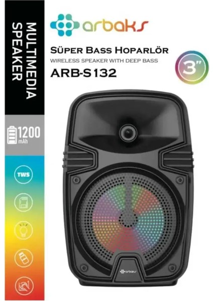 Arbaks 17 Cm Bluetooth Super Bass Höparlör Arbs132 fiyatları
