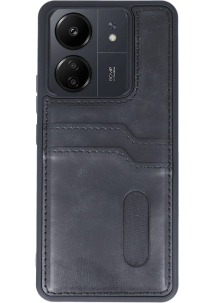 Xiaomi Redmi 13C Kılıf Sara Kartvizitli Deri Kılıf - Siyah Mrayd modelleri