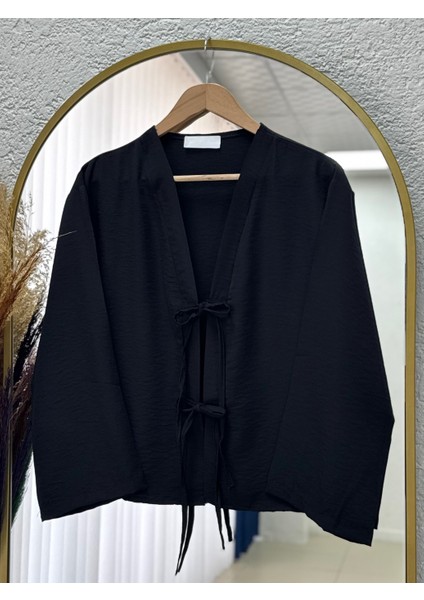 Mironia Önü Bağcıklı Cupra Kısa KIMONO-MF212 Siyah fiyatları