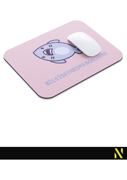 Sevimli Köpek Balığı Pembe Renkli Ergonomik Mouse Pad - 23 cm x 19 cm - Kaydırmaz Taban Ev ve Ofis Kullanımı Fare Altlığı Mousepad