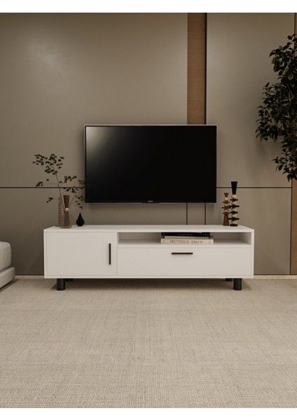 Velora Beyaz Modern Tv Sehpası Mdflam 45 x 150 cm