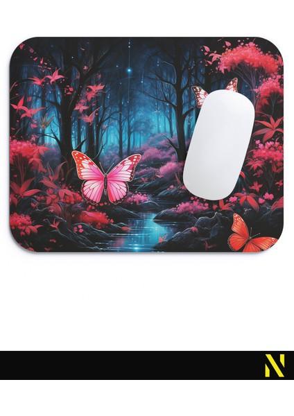 Kelebek Manzaralı Renkli Ergonomik Mouse Pad - 23 cm x 19 cm - Kaydırmaz Taban Ev ve Ofis Kullanımı Fare Altlığı Mousepad fırsatları