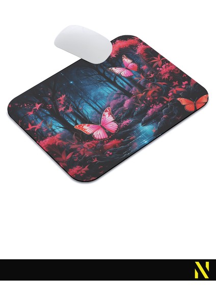 Kelebek Manzaralı Renkli Ergonomik Mouse Pad - 23 cm x 19 cm - Kaydırmaz Taban Ev ve Ofis Kullanımı Fare Altlığı Mousepad indirimleri