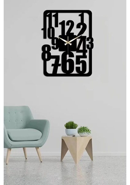 Asimetrik Rakamlı Modern Ahşap Duvar Saati