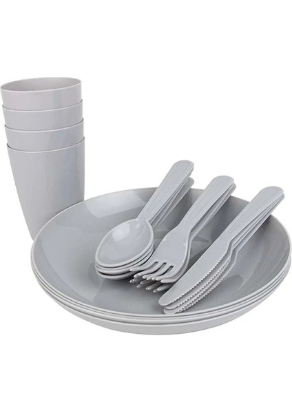 OUT-1150 3'LÜ Kamp Mutfak Seti + Piknik Seti – 20 Parça-MercampOutdoor(Gri) modelleri