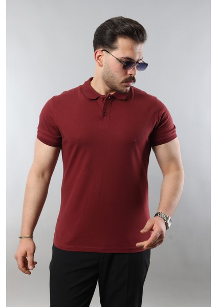 Erkek Slim Fit Dar Kesim Pamuklu Yumuşak Doku Nefes Alan Kumaş Erkek Polo Yaka T Shirt