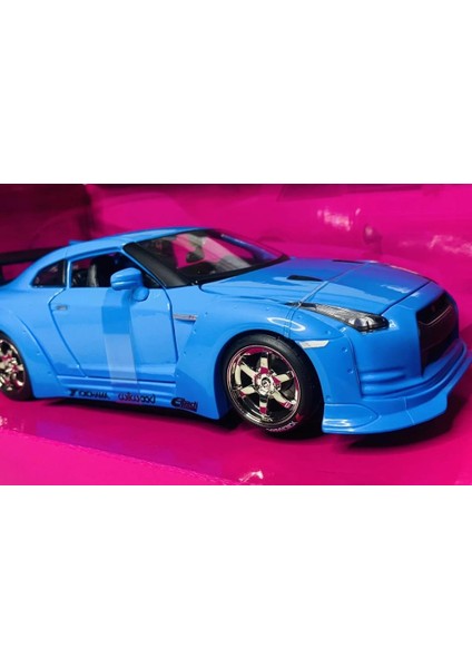 Design Tokyo Mod Nissan Gt-R Blue 1/24 Model Araba