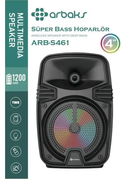Arbaks 21 Cm Bluetooth Super Bass Höparlör Arbs461