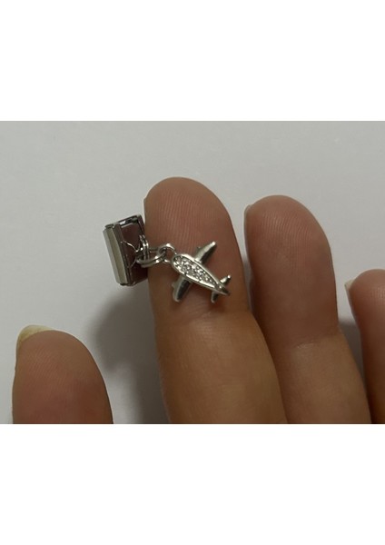 Badelis Çelik Silver Renk Uçak Temalı Charm fiyatları
