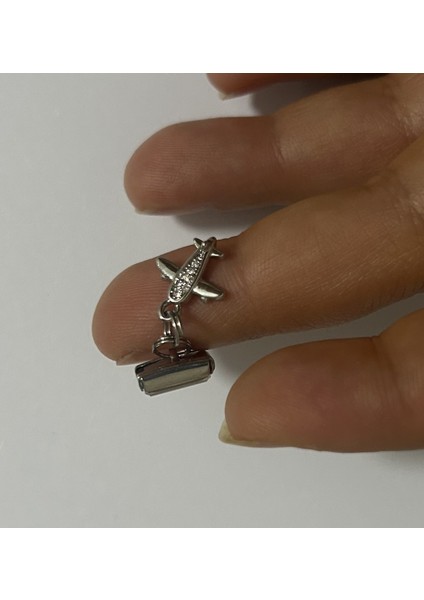 Badelis Çelik Silver Renk Uçak Temalı Charm modelleri