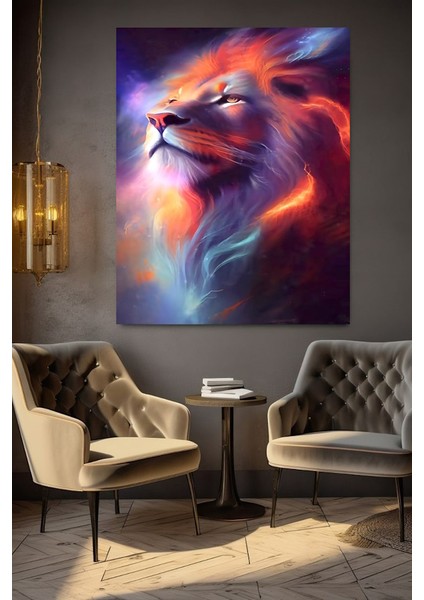Gök Yüzüne Yansıyan Aslan Kanvas Tablo Ev Duvar Salon Ofis Dükkan Hediyelik Dekarasyon Süsü