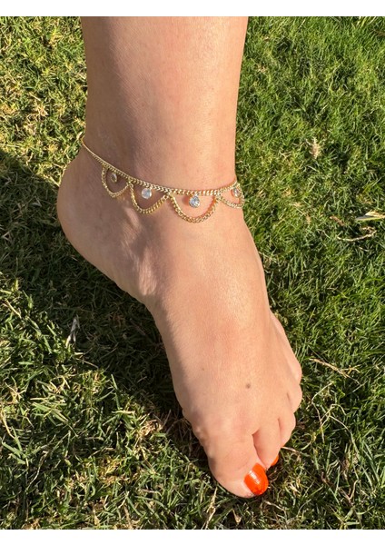 Özel Seri Taşlı Kalın Zincir Sallantılı Halhal indirimleri