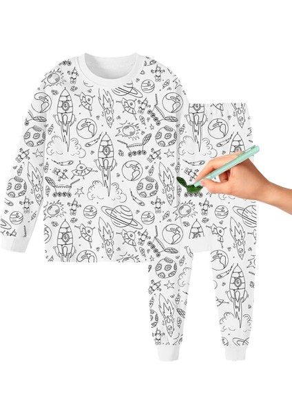Kısa Kollu Çocuk Boyama Pijaması Boyanabilir Pijama