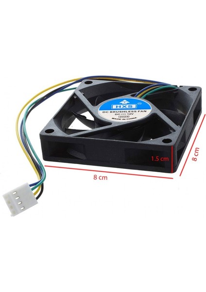 Dc 12V 8cm 4 Pinli Kasa Fanı 12V 4 Pin Fan 8X8X1.5CM indirimleri