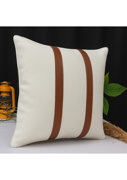 Premium Çift Taraflı Taba Beyaz Deri Kırlent Kılıfı/ev ve Ofis Için 45X45CM Kırlent Kılıfı fırsatları
