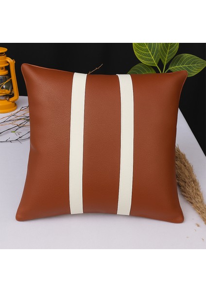 Premium Çift Taraflı Taba Beyaz Deri Kırlent Kılıfı/ev ve Ofis Için 45X45CM Kırlent Kılıfı