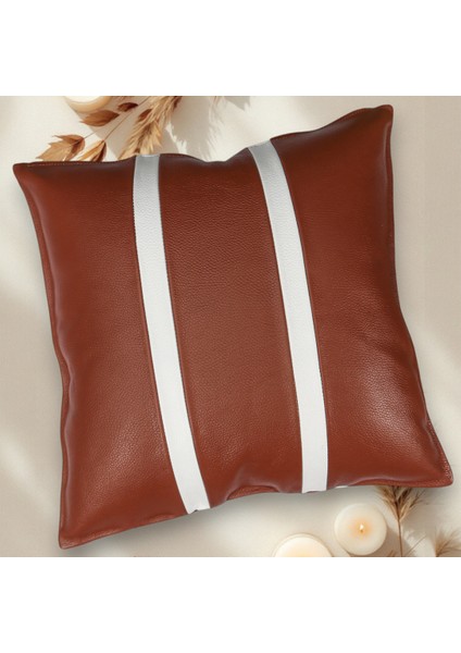 Premium Çift Taraflı Taba Beyaz Deri Kırlent Kılıfı/ev ve Ofis Için 45X45CM Kırlent Kılıfı
