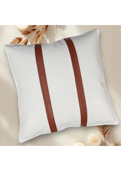Premium Çift Taraflı Taba Beyaz Deri Kırlent Kılıfı/ev ve Ofis Için 45X45CM Kırlent Kılıfı