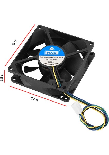 12V 8cm 4 Pinli Kasa Fanı Dc 12V 8X8X2.5CM 4 Pin Fan indirimleri