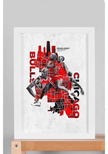 Michael Jordan Çerçeveli Tablo - Chicago Bulls Nba Posteri Tablo