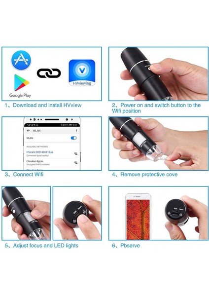 Kablosuz El Tipi Mikroskop 8 Ledli Wifi Endoskop Kamera Wifi Dijital Mikroskop