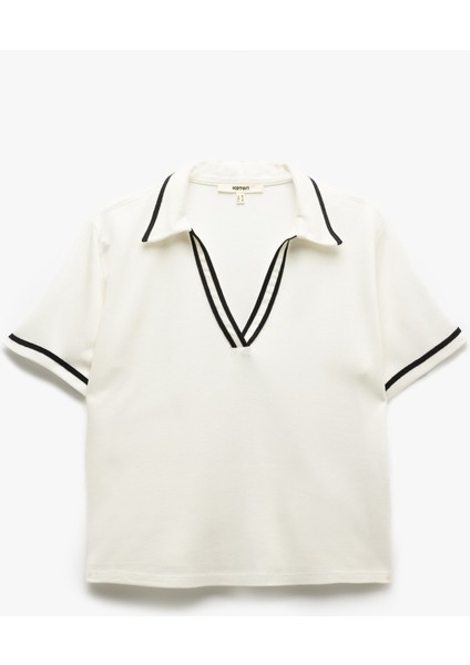 Yeni Sezon Regular Fit Viskon Kumaş Kısa Kollu Çizgili Polo Yaka Tişört modelleri