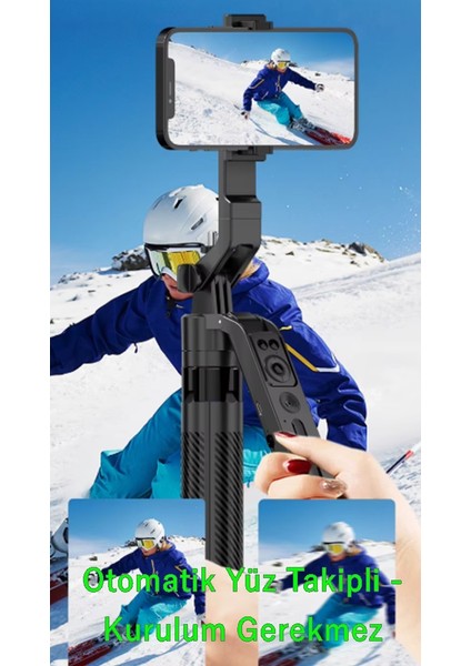 C12 Otomatik Yüz Takip Sistemli Çok Amaçlı Bluetooth Kumandalı 180CM Akıllı Tripod + Selfie Çubuğu