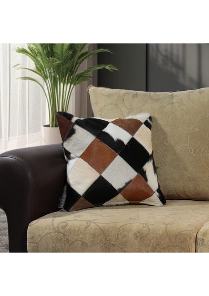 Premium Dekoratif Patchwork Deri Kırlent Kılıfı/ev ve Ofis Için Gerçek Deri 45X45CM Kırlent Kılıfı fiyatları