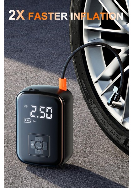 Auhma A5566 Kablosuz Dijital Hava Kompresörü | 4000MAH Powerbank | 150 Psı | LED Işıklı Taşınabilir Şarjlı Pompa