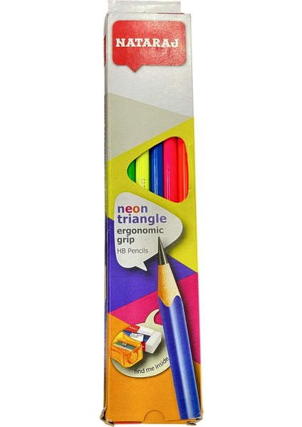 Neon Üçgen Gövdeli Kurşun Kalem 12'li Paket Silgi & Kalemtraş Hediyeli ( Hb ) fiyatları
