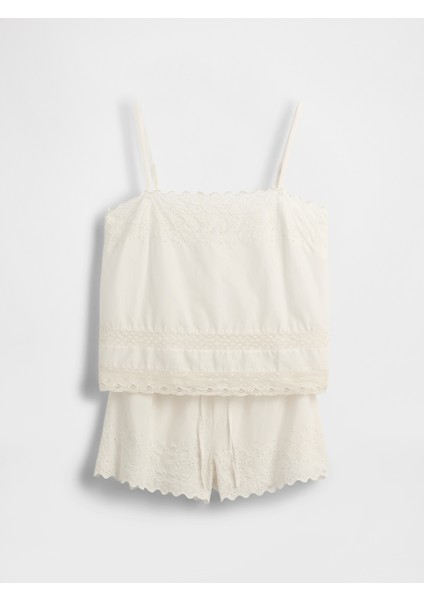 Kadın Beyaz Dantel Kenar Detaylı Pijama Cami Seti fiyatları