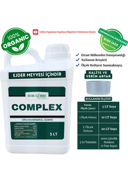 Ejder Meyvesi Için Organik Sıvı Gübre-Complex-5lt-Ürün Sayısı Artar-Kalite ve Verim Artar.
