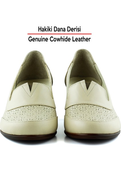 Madre Bej Hakiki Dana Derisi Vintage Desenli Kalın Topuklu Günlük Klasik Ayakkabı fırsatları