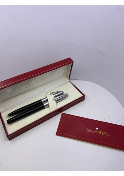 Yarı Krom Dolma Kalem-Tükenmez Kalem Set siyah modelleri