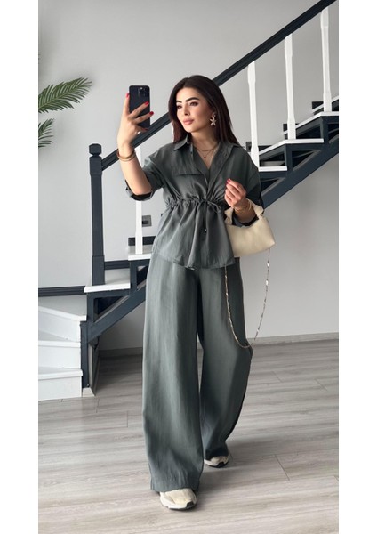 Gri Yıkamalı Tnsel Kumaş Gömlek-Pantolon Takım fiyatları