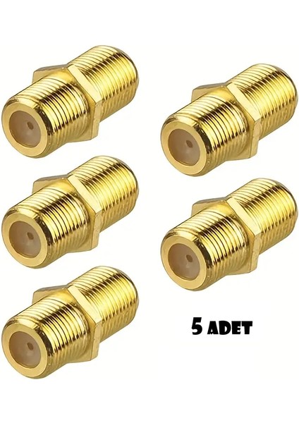 F Ara Konnektör Uydu Anten Kablolarını Birleştirir Ek Yapar (Gold-Sarı) 5ADET