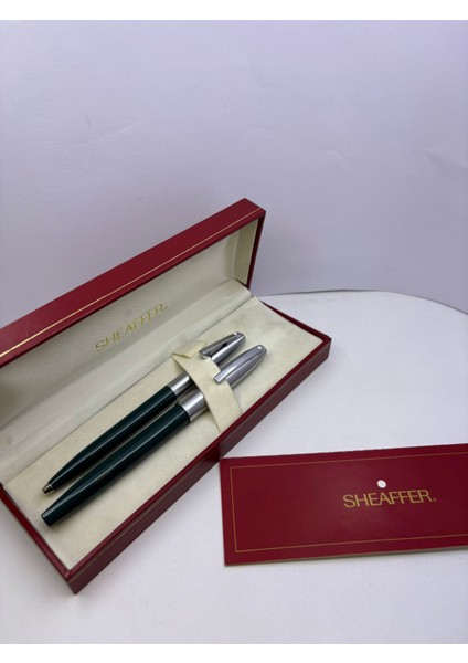 Yarı Krom Dolma Kalem-Tükenmez Kalem Set yeşil modelleri