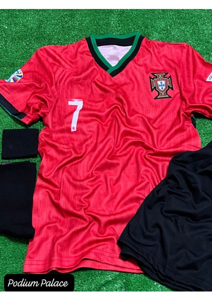 Portekiz 2024/25 Yeni Sezon Cristiano Ronaldo Iç Saha Çocuk Forması 4'lü SET8KIRMIZI)