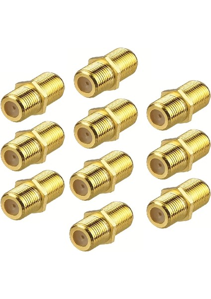 F Ara Konnektör (Gold-Sarı) Anten Kablosunu Birleştirir Ek Yapar Dişi-Dişi Kablo Birleştirici (10 Adet)