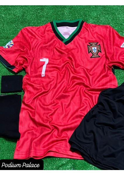 Portekiz 2024/25 Yeni Sezon Cristiano Ronaldo Iç Saha Çocuk Forması 4'lü SET8KIRMIZI)