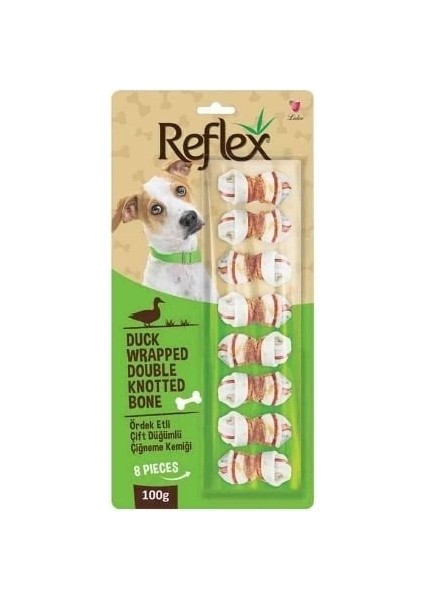 Reflex Ördek Etli Çift Düğümlü Sekizli Çiğneme Kemiği Köpek Ödülü 100 Gr.gzpde