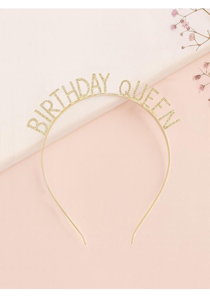 Birthday Queen Taşlı Taç Metal Doğum Günü Parti Tacı Gold