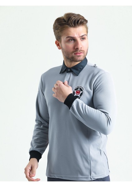 Uzun Kollu Özel Güvenlik Tişörtü – Gri Polo Yaka | Resmi Armalı Görev Üstü modelleri