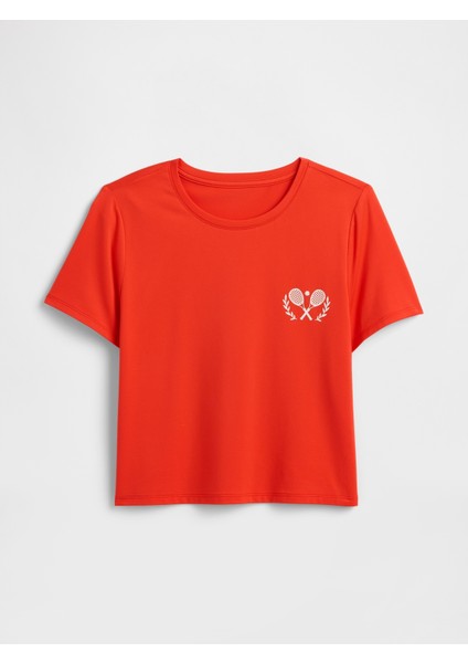 Kadın Kırmızı Gapfit Breathe Jersey Crop T-Shirt fiyatları